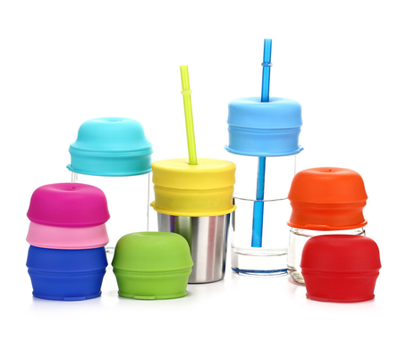 Copas de paja de silicona Sippy para niños pequeños Bebés Copas de paja reutilizables a prueba de derrames Yeti Rambler Mason Copas Tazas Capa