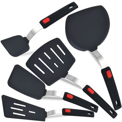 Un buen precio. 5 paquetes de espátulas de silicona sin BPA Turner para utensilios de cocina flexibles utensilios de cocina flexibles espátulas para huevos en línea