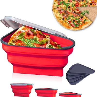 Un buen precio. La pizza perfecta, contenedor de almacenamiento de pizza reutilizable, bandejas para servir, contenedor de rebanadas de pizza ajustable gratis para organizar en línea