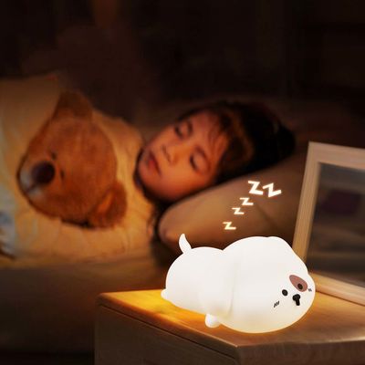 Un buen precio. Luz nocturna para niños luz nocturna de cachorro de silicona con 2 niveles de brillo 7 colores lámpara táctil Kawaii para el dormitorio en línea