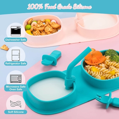 Un buen precio. Sistema Microwaveable del servicio de mesa del silicón del FDA, placas inodoras de la succión con las tapas en línea