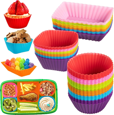 Un buen precio. Divisores de cajas de silicona para el almuerzo, divisores de cajas de Bento de colores, forros de bolos de silicona, accesorios de cajas de Bento reutilizables en línea