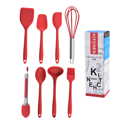 Mini utensilios de cocina de silicona Conjunto de 8 herramientas de cocina pequeñas utensilios de cocina no adhesivos con agujero colgante utensilios de cocina