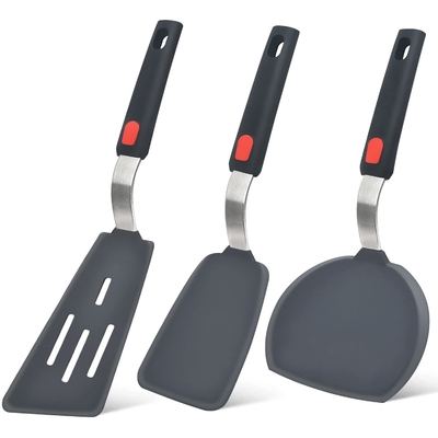 Espatulas de silicona Turner Conjunto de 3 espátulas de cocina resistentes al calor para utensilios de cocina no adhesivos utensilios de cocina grandes y flexibles