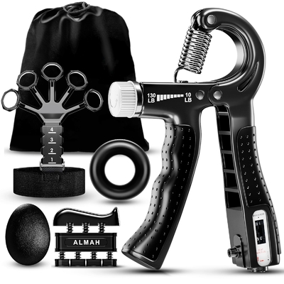 Un buen precio. 5 paquetes Conjunto de fortalecimiento de agarre de mano Conjunto de entrenador de fuerza de agarre de silicona ajustable en línea