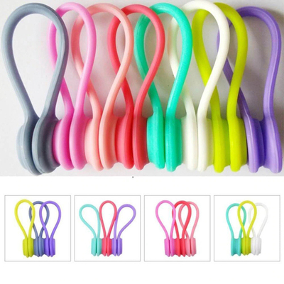 Un buen precio. Cable magnético de silicona corbatas reutilizables organizadores de cables auriculares cables de cable USB administrador de cable guardián corbatas de envoltura correas marcador en línea