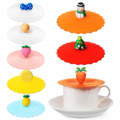 Un buen precio. Capa de tapa de taza de silicona, colorida tapa de taza de silicona anti-polvo lindas tapas de silicona reutilizables para tazas taza de cerveza vidrio de interior en línea