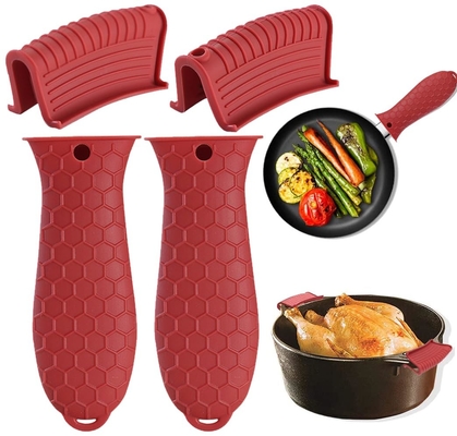 Silencio soporte de mango caliente resistente al calor de hierro fundido Skillets manijas Grip cubre para la olla de cocina