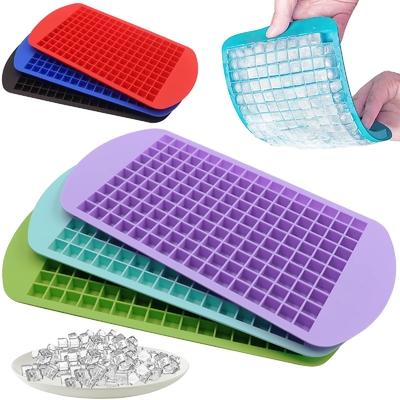 Grado alimenticio bandeja de cubo de hielo con tapa y contenedor para congelador bandejas de silicona libre de BPA