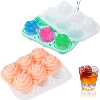 Un buen precio. Molde de cubo de hielo de silicona rosa para cócteles whisky XL flor de rosa cubo de hielo de chocolate bandeja de jabón molde de silicona fabricante de fiestas en línea