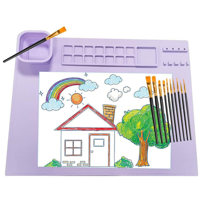 Paleta Cuadrados Alfombra de silicona para artesanía con taza, Alfombra de silicona para pintura para artesanía / líquido