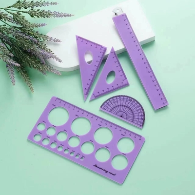 4 Pcs Set 12 pulgadas recta / triángulo regla flexible herramienta de geometría matemática para el aula de la escuela niños de oficina