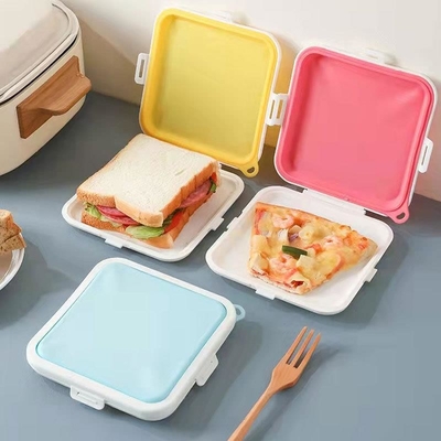 Almacenamiento de sándwiches de silicona con snap-off, caja de sándwiches para el almuerzo, libre de BPA, a prueba de fugas, soporte de sándwiches de plástico reutilizable