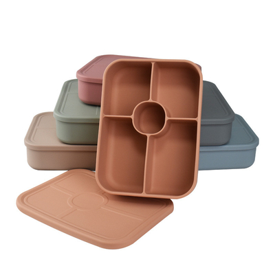 Un buen precio. Contenedor de silicona para el almuerzo con tapas a prueba de fugas, caja de silicona para el almuerzo con microondas para picnics de trabajo en línea