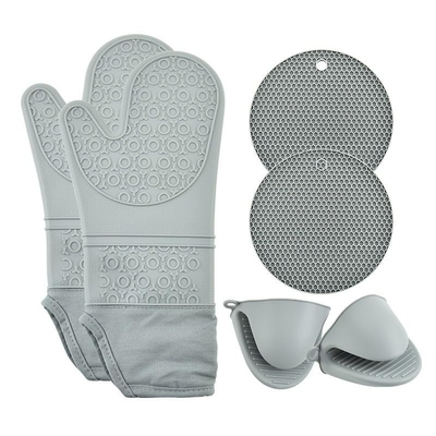 Un buen precio. Guantes de horno de silicona y soportes de olla resistentes al calor a 450 ° F Extra largo 15 pulgadas guantes de silicona profesionales de horneado en línea