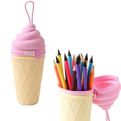 Un buen precio. Cute helado de silicona lápiz bolsillo bolsillo bolsillo bolsillo Papelería soporte de lápiz para estudiantes suministros escolares regalo de Navidad en línea