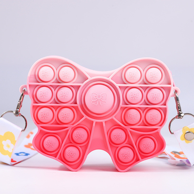 Bolso Fidget Pop Bolso Bow Chicas Bolso Regalo de Pascua Fidget Sensorial juguete de silicona cuerpo cruzado niños Bolso Bolso de lápiz maquillaje bolso