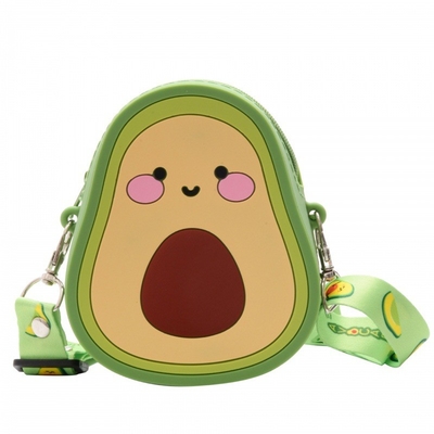 Cartoon Avocado Moneda de silicona Carteras bonitas Bolso de auriculares Bolso de maquillaje y accesorios para el cabello Bolso de juguete divertido Bolso de hombro