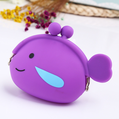 Un buen precio. Animales de dibujos animados Silicona Moneda de pescado Monederos Bolso Bolso de auriculares Para el premio de la escuela Regalos Bolso de bolso Navidad Regalo de cumpleaños en línea