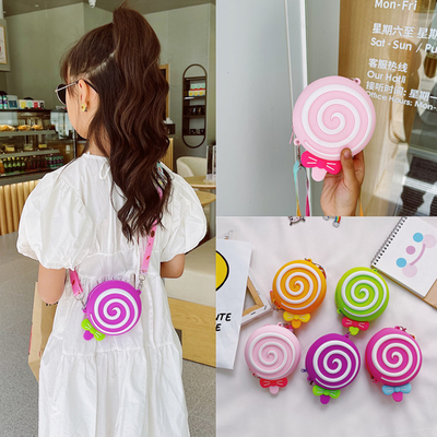 Lolipop Silicona Casilla de lápiz redonda para papelería Suministros de lápiz Bolso de maquillaje de maquillaje de la escuela