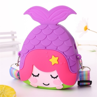 La sirena niños bolso crossbody bolso de monedas bolso de silicona bolso de hombro bolso de mano con banda ancha ajustable bolso de maquillaje bolso Big Pop bolso