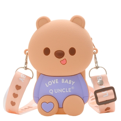 Osito Cuerpo de lápiz de silicona ligero para almacenamiento de papelería duradera Cuerpo de bolso de hombro de cuerpo cruzado Mini bolso de mano lindo