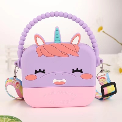 Un buen precio. Unicornio Silicona Lápiz Caja de Almacenamiento Organización Bolso Crossbody Bolso de hombro Bolso de mano Regalos de Navidad Para Niños Niñas en línea