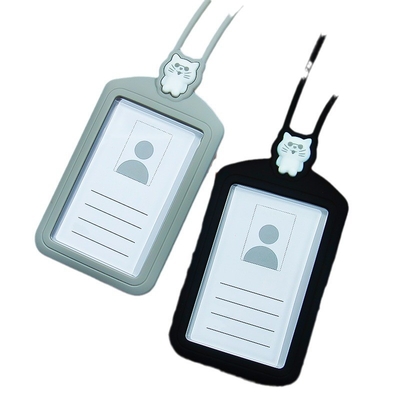 Portador de tarjetas de silicio profesional con correa de cuello de cordón libre de BPA