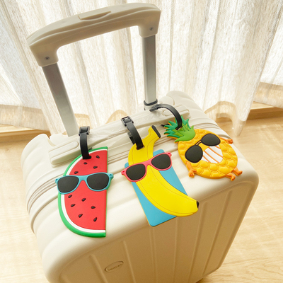 Frutas Cintas de equipaje Etiquetas de maleta Set de viaje cinturón de maleta ajustable Etiquetas de equipaje de silicona con tarjeta de identificación