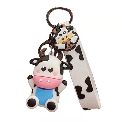 Un buen precio. Claves personalizadas en 3D de silicona para vacas, animales, colgantes, llavero para bolso y mochila en línea