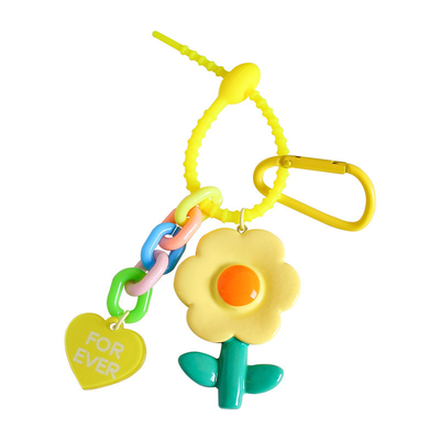 Un buen precio. Flores dibujos animados silicona colgante llavero encantos Pendan llavero anillo para bolso de mano en línea