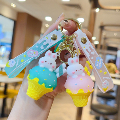 helado lindo conejo llavero encantos silicona papelería estilo bolso bolso encantos