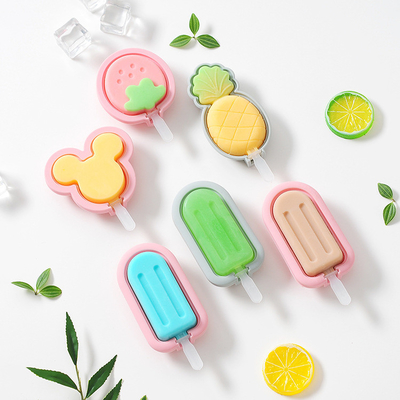 Molde de helado de silicona, molde de helado dulce molde de helado reutilizable conjunto de molde de helado de pastel con tapas de helado, fácil liberación de BPA Free Cartoon Molde de helado para niños
