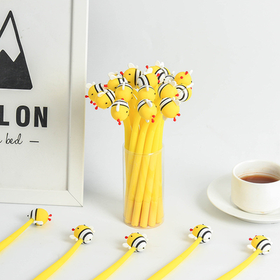 Plumas de gel de abejas, 28pcs Plumas de abejas de dibujos animados lindos Para niños, 0,5 mm Pluma de ruleta negra a granel Para cumpleaños Premio de regalo Presente de estudiante Presente novedad Suministros escolares Decoración de fiesta