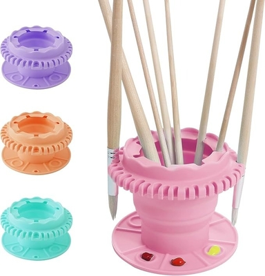Un buen precio. Limpieza de pincel de pintura - Pintura de pincel de silicona plegable Limpieza de la copa con paleta y 40 soporte de almacenamiento de pincel para pintura al aire libre en el estudio de clase en línea