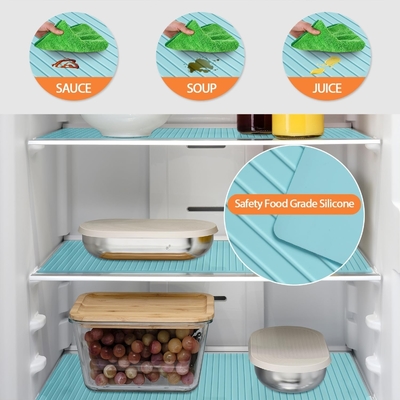 Un buen precio. Reutilizables Silicona Refrigerador Revestidores Lavable, Antiderrapante Refrigerador estantes de alfombras para la organización de la cocina, a prueba de agua y protectores de estantes a prueba de aceite para armarios, cajones y estanterías de vidrio en línea