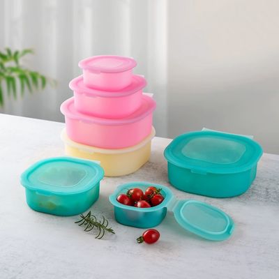 Juego de 3 recipientes cuadrados de silicona para almacenamiento de alimentos – Aptos para alimentos, sin BPA, aptos para microondas y lavavajillas, tapas a prueba de fugas, diseño apilable que ahorra espacio, ideal para la preparación de comidas saludables y loncheras infantiles