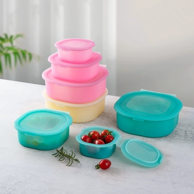 Un buen precio. Juego de 3 recipientes cuadrados de silicona para almacenamiento de alimentos – Aptos para alimentos, sin BPA, aptos para microondas y lavavajillas, tapas a prueba de fugas, diseño apilable que ahorra espacio, ideal para la preparación de comidas saludables y loncheras infantiles en línea