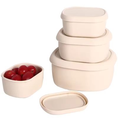 Un buen precio. Juego de 3 recipientes cuadrados de silicona para almacenamiento de alimentos – Aptos para alimentos, sin BPA, aptos para microondas y lavavajillas, tapas a prueba de fugas, diseño apilable que ahorra espacio, ideal para la preparación de comidas saludables y loncheras infantiles en línea