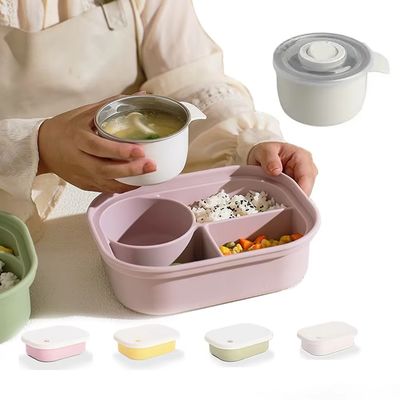 calidad Premium de acero inoxidable y silicona para niños y familias Combo 4 en 1 con caja de bento, botella, taza de bocadillos y cubiertos para animales fábrica
