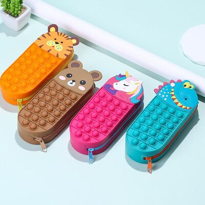 calidad Grado alimenticio Silicona redonda Bolsa de lápiz de silicona personalizada Material no tóxico ecológico ideal para uso diario y regalo fábrica