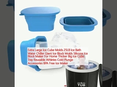 Muebles de cubo de hielo extra grandes 25LB Baño de hielo Chiller de agua Bloque de hielo gigante Muebles de silicona Bloque de hielo para el hogar más grueso Gran bandeja de cubo de hielo reutilizable Atletas Accesorios de inmersión en frío Bloqueador de