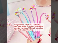 Pluma de lujo para ejecutivos. Instrumento de escritura para aliviar el estrés recubierto de oro. Caja de regalos con grabado.