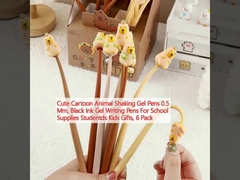 Cute dibujos animados Animal Shaking Gel Plumas 0.5 mm, tinta negra Gel de escritura Plumas para el suministro escolar Estudiantes Regalos para niños, 6 paquete