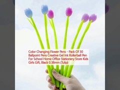 Plumas de flores de cambio de color - paquete de 30 bolígrafos creativos de tinta de gel para la escuela Tienda de papelería de oficina para niños Niñas regalo, negro 0.38mm (Túlipo)